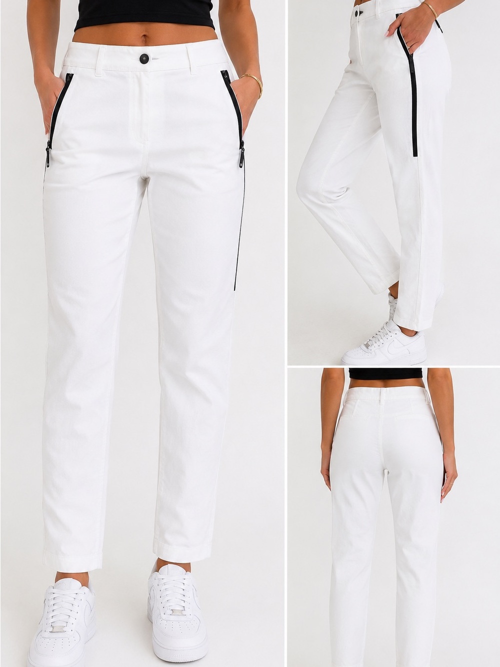 Anatomie White Zip Detail Slim Denim Pants 🤍